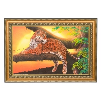 Картина из камнйе самоцветов "Гепард на ветке" багет №3 (20х30 см) 