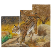Картина модульная из камней самоцветов "Рысь" 70х80 см 