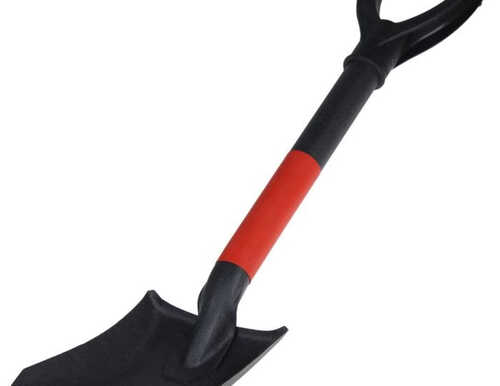 Лопата совковая, автомобильная, стальной черенок, с ручкой (44 см × 70 см × 30 см)