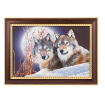 Картина из камней самоцветов "Волки при луне" багет №3 (20х30 см)