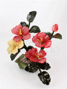 Бонсай с 4 цветка + бутон (в распакованном виде 190*180 мм)(натуральные уральские самоцветы)