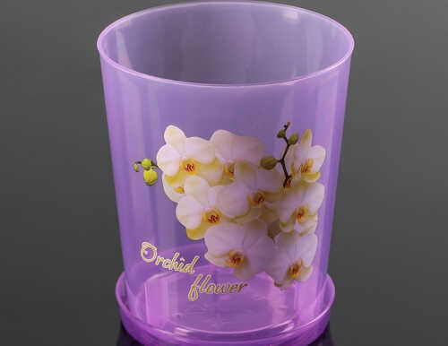 Горшок цв. д/орхидеи "Декор" 1,2л, цвет прозрачно-фиолет.