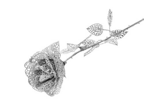 Цветок искусственный "Ажурная роза" серебристая