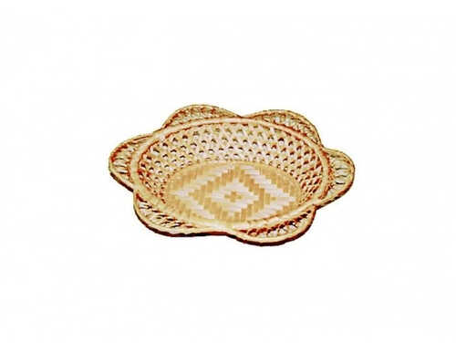 Хлебница овальная плетеная с расширенными краями в виде фестонов, бамбук (21*17*Н4,5)