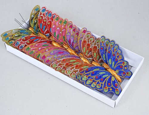 Декор "Бабочки" на прищепке, цвета МИКС